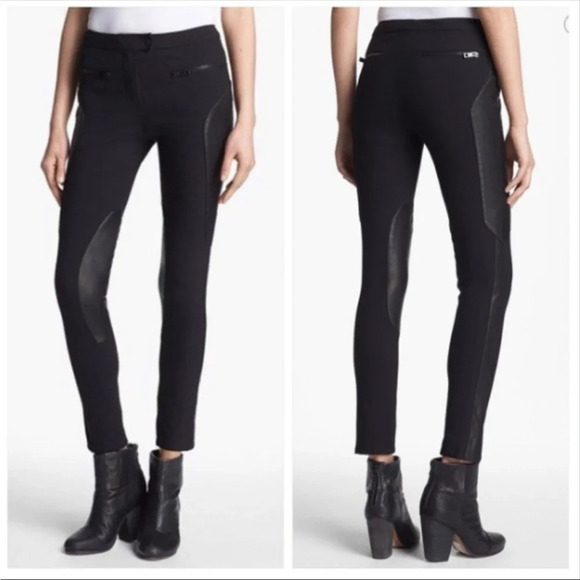 Rag & Bone Black Ilford Lamb Leather Moto Legging Skinny Pants Size 00